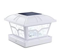 SIEDiNLAR Solar Post Cap Lights Outdoor 2 Modes, 1 Pack, White, Warm/White | Fence Post Lights, 8 LEDs for 4x4, 5x5 & 6x6 Vinyl/Wood Posts, Solar-Powered Waterproof for Patio, Deck, Garden & Yard Decor