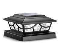 Siedinlar Solar Post Cap Lights Outdoor, 2 Modes Solar Powered Waterproof Fence Deck Light for 4x4 5x5 6x6 Posts Garden Patio Decoration Warm White & Cool White, Dynamic Lighting Black