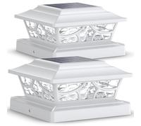 Siedinlar Solar Post Cap Lights Outdoor, 2 Modes Solar Powered Waterproof Fence Deck Light for 4x4 5x5 6x6 Posts Garden Patio Decoration Warm White & Cool White, Dynamic Lighting White (2 Pack)