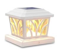 SIEDiNLAR Solar Post Cap Lights Outdoor Aluminum Glass 2 Modes 1 Pack White | Warm/Cool White Edison LED Bulbs Waterproof for 4x4 5x5 & 6x6 Vinyl or Wood Posts, Fence, Deck, Patio and Yard Outdoor Decor