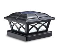 SIEDiNLAR Solar Post Cap Lights Outdoor Glass 2 Color Modes Black (1 Pack) | Solar Post Lights for 4x4 5x5 & 6x6 Wood or Vinyl Posts, Deck, Fence, Patio, Garden and Yard Decor, Warm/Cool White Lighting