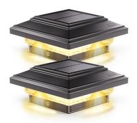 Siedinlar Solar Post Lights Outdoor Waterproof IP44, 2 Color Modes LED Solar Post Cap Lights, for 4x4 3.5x3.5inch Wooden Fence Garden Decking Patio Yard Decoration, (Black, 2 Pack)