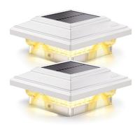 Siedinlar Solar Post Lights Outdoor Waterproof IP44, 2 Color Modes LED Solar Post Cap Lights, for 4x4 3.5x3.5inch Wooden Fence Garden Decking Patio Yard Decoration, (White, 2 Pack)