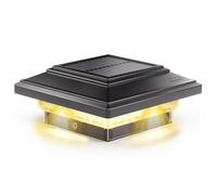 Siedinlar Solar Post Lights Outdoor Waterproof IP44, 2 Color Modes LED Solar Post Cap Lights, for 4x4 3.5x3.5inch Wooden Fence Garden Decking Patio Yard Decoration, (Black, 1 Pack)