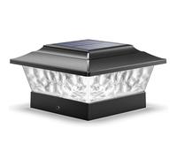 Siedinlar Solar Post Lights Waterproof, 12 LEDs 4 Modes Solar Post Cap Lights for 4x4 5x5 6x6inch Wooden Fence Garden Decking Patio Yard Outdoor Decoration, Easy to Use, (Black, 1 Pack)