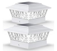 Siedinlar Solar Post Lights Waterproof, 12 LEDs 4 Modes Solar Post Cap Lights for 4x4 5x5 6x6inch Wooden Fence Garden Decking Patio Yard Outdoor Decoration, Easy to Use, (White, 2 Pack)