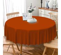 SIEDYCV Burnt Orange Round Tablecloth 48 Inch Solid Color Rust Orange Fabric Table Cloth Polyester Anti-Wrinkle Washable Circle Table Cover for Wedding Birthday Theme Party Dining Kitchen Decoration