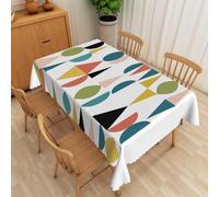 SIEDYCV Colourful Symmetrical Modern Geometric Tablecloth, 60x120 Inch Mid Century Abstract Oval Triangle Diamond Pattern Fabric Rectangle White Table Cloth,Table Cover for Kitchen Dining Home Decor
