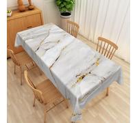 SIEDYCV Grey Gold Marble Rectangle Tablecloth, 60x90 Inch Abstract Modern Gold Crack Luxury Texture Waterproof Polyester Fabric Table Cover for Kitchen Dining Room Indoor Outdoor Home Party Decor