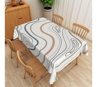 SIEDYCV Mid Century Rectangle Tablecloth 60x120 Inch Abstract Stripes Geometric Modern Art White Fabric Table Cloth Polyester Oilproof Washable Table Cover for Cottage Kitchen Dining Room Party Decor