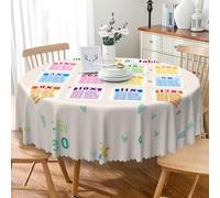 SIEDYCV Multiplication Table Round Tablecloth 60 Inch Math Calculation Knowledge Print Fabric Table Cloth Waterproof Reusable Colorful Table Cover for Kitchen Dining Room Theme Party Picnic Decoration