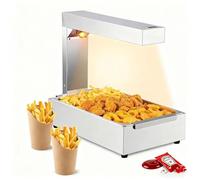 SIEEOUR Commercial Food Warmer, 1000w French Fry Warmer With Stainless Steel Dump Station And Food Heat Lamp, Ideal For Buffet Service, Fast Food Restaurants,Snack Counters,Buffet Service