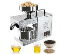 SIEEOUR Commercial Stainless Steel Oil Press, Automatic 820w High Yield Oil Extraction Machine, Multi-Purpose Oil Extractor For Hot & Cold Pressing,Stainless Steel Build,For Walnut,Almond