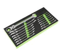 Siegen 15 Piece Flexi Head Ratchet Combination Spanner Set