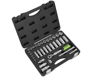 Siegen 34 Piece 3/8" Drive Socket Set with Extendable Ratchet 3/8"