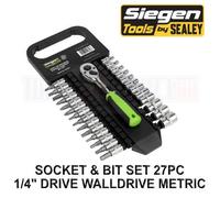 Sealey S01241 Socket & Socket Bit Set 27Pc 1/4inSq Drive Walldrive® Metric