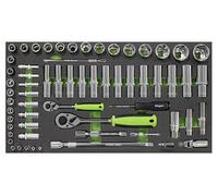 Siegen 62 Piece 1/4" and 1/2" Drive Socket Set in Module Tray