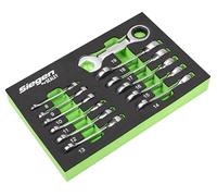 Sealey Stubby Combination Ratchet Spanner Set Siegen S0633 – 12pc in EVA Foam Tray
