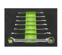 Siegen Combination Ratchet Spanner with Tool Tray 7 Pce Set 8mm-19mm METRIC FD25