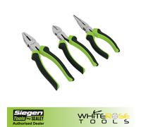 Siegen Comfort Grip Pliers Set 3pc Sealey Corrosion Resistant Side Long Nose