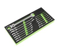 Sealey S01329 Flexi-Head Combination Ratchet Spanner Set 15pc