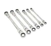 Sealey Siegen S0806 6pc Flexi-Head Double End Ratchet Ring Spanner Set - Metric