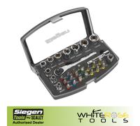 Siegen Ratchet Socket Bit Set Pozi Slotted Hex Trx 1/4" Square Drive 30pc