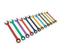 Sealey Siegen Multi-Coloured Combination Ratchet Spanner Set 12pc S01075