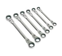 Sealey S0806 Flexi-Head Double End Ratchet Ring Spanner Set 6Pc Metric