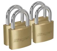 Siegen S0989 Brass Body Padlock with Brass Cylinder Long Shackle 40mm