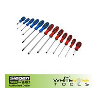 Siegen Screwdriver Set 13pc Hammer-Thru Sealey Hex Shaft Colour Coded Soft Grip