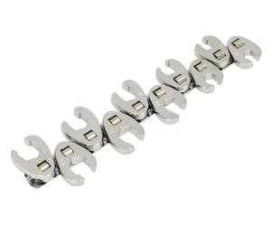 Siegen Sealey 10 Pce 3/8" Flare Nut Brake Pipe Crows Foot Spanner Set+Rail S0845