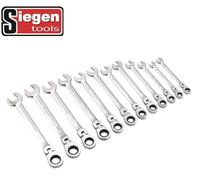 Sealey Combination Spanner Set S0635 – Metric Flexible Head Ratchet, 12 Pieces, Silver