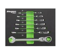 SIEGEN SEALEY Flexi-Head Combination Ratchet Spanner Set 7pc 8 - 19mm FD25
