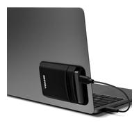 Siegvoll 2 Pockets Adhesive External Hard Drive Holder for Laptop (1 Piece), Elasticated SSD Sleeve for SanDisk, Samsung, Crucial, USB Cables and More (Black, No-Residue)