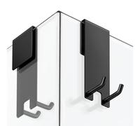 Siegvoll Shower Hooks No Drilling for Glass Wall, Set of 2 Hooks with Rubber Protection, Scratch-Free & Non-Slip, Holder for Shower Squeegees & Towels, Fits 6-10 mm Glass Thickness, Matt Black
