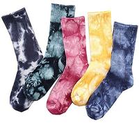 Siehin Unisex Tie Dye Athletic Socks Elite Cushioned Crew Socks for Men Women (5 Packs Pattern 1)