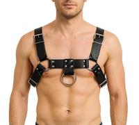 SIEISIEIX Mens Harness Belt, Men’s Adjustable Chest Harness, X/Bulldog Strap Design with O-Ring for Club & Festivals, Secure Fit & All-Day Comfort, Layer-Ready Styling