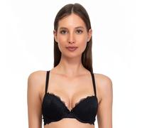 SIELEI, Bra with Graduated Cups and Underwire for a Push-up Effect, Made of Soft Lace, Adjustable Straps, Designed in Italy, Black, 30C