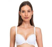 SÌèLEI, Bra with Graduated Cups and Underwire for Push-up Effect, Made of Soft Lace, Adjustable Straps, Designed in Italy, White, 34B