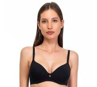 SÌèLEI, Bra with Graduated Cups without Underwire, Made of Organic Cotton, 100% Natural, Designed in Italy, Black, 36B