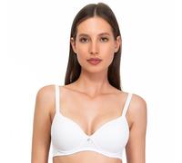 SÌèLEI, Bra with Graduated Cups without Underwire, Made of Organic Cotton, 100% Natural, Designed in Italy, White, 36B