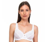 SÌèLEI, French Bra with Underwire, Made of Soft Lace, Many Sizes Available, Adjustable Straps and Back Adjuster as a Gift, Designed in Italy, White, 32D