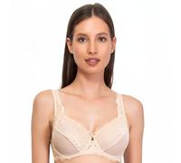 SÌèLEI, French Bra with Underwire, Made of Soft Lace, Many Sizes Available, Adjustable Straps and Back Adjuster as a Gift, Designed in Italy, powder, 32D