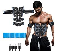 sielife EMS Muscle Stimulator, 8 Pad Abs Trainer Abdominal Muscle Toner Electronic Toning Belts Workout Home Fitness Device with USB Rechargeable for Abdomen Arm Leg Men And Women