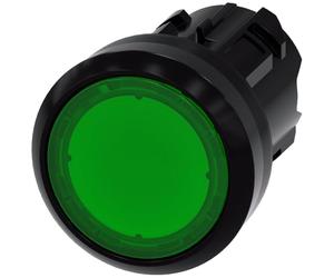 Siemens 3SU1001-0AB40-0AA0 Illuminated Pushbutton, 22mm, Round, Plastic, Green, Flat Button, Momentary Contact Type, White