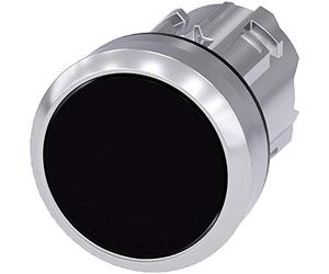 Siemens 3SU1050-0AB10-0AA0 PUSHBUTTON, 22MM, Round, Metal, Shiny, Black, Flat Button MOMENTARY Contact Type, White
