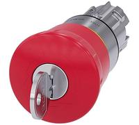 Siemens 3SU10501HF200AA0 Emergency Stop Mushroom Pushbutton, 22mm, Metal, Red, 40mm Mushroom Head, Positive Latching, RONIS Lock SB30, Key-operated Release