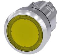 Siemens 3SU1051-0AB30-0AA0 Illuminated PUSHBUTTON, 22MM, Round, Metal, Shiny, Yellow, Flat Button, MOMENTARY Contact Type, White