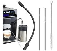 Siemens, Bosch, Melitta, and Rustproof Milk Hose Set: 2 Stainless Steel Tubes, 1 Silicone Hose, Cleaning Brush, Compatible with EQ6/EQ7, VeroAroma, Caffeo